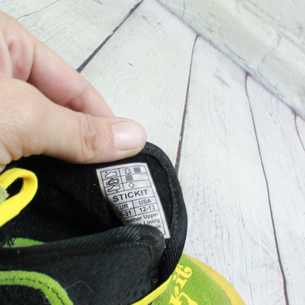 LA SPORTIVA Kids StickIt Climbing Green Yellow Shoes Size US 12-13 - Picture 7 of 8